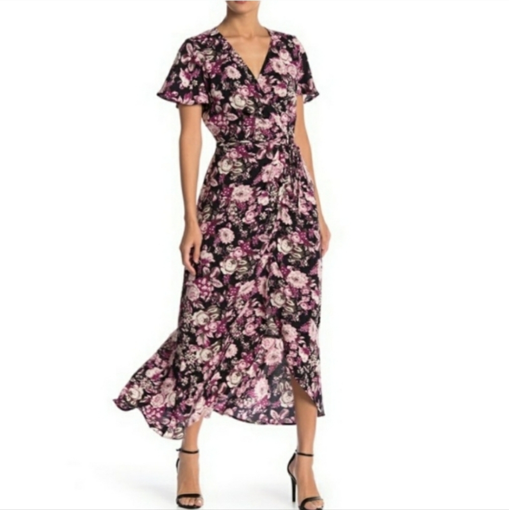 NWT Free Press Floral Dress Wrap Small Midi - Picture 2 of 8